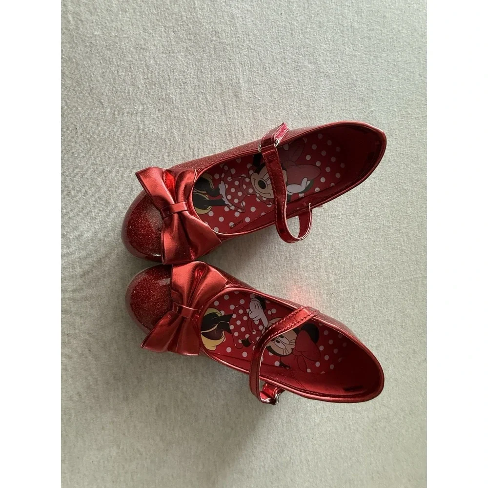 Minnie Mouse Girls Size 11 Dress Up Costume Shoes Red Mary Jane With Small Heel